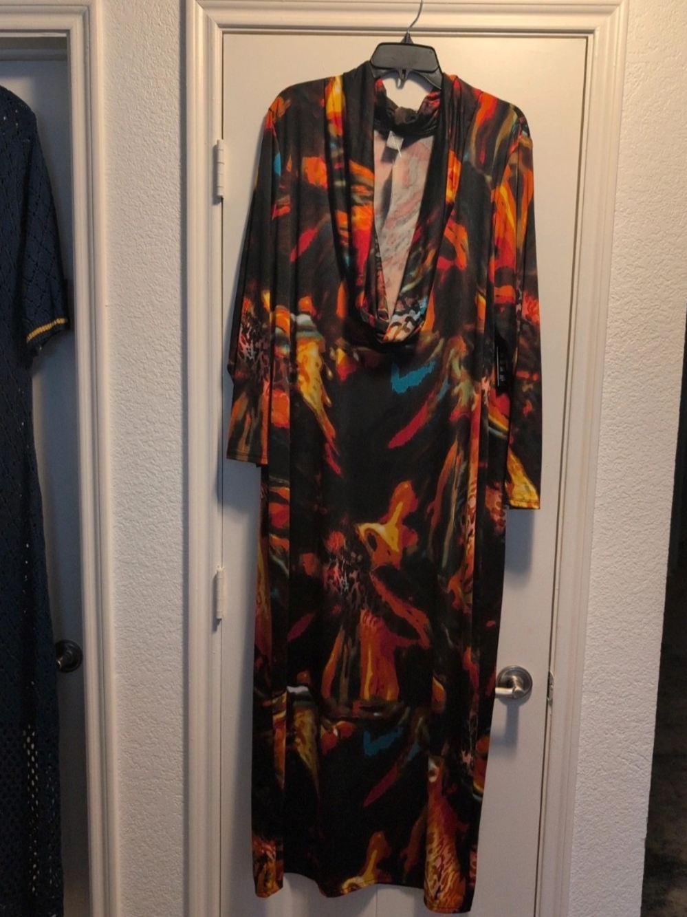 Brand new Ashley Stewart Black Maxi Dress with Vibrant Abstract Print size 22/24